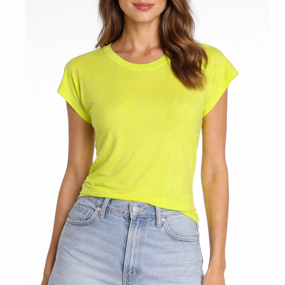A.L.C. Neon Yellow Tie Back Short Sleeve Tee Size XS